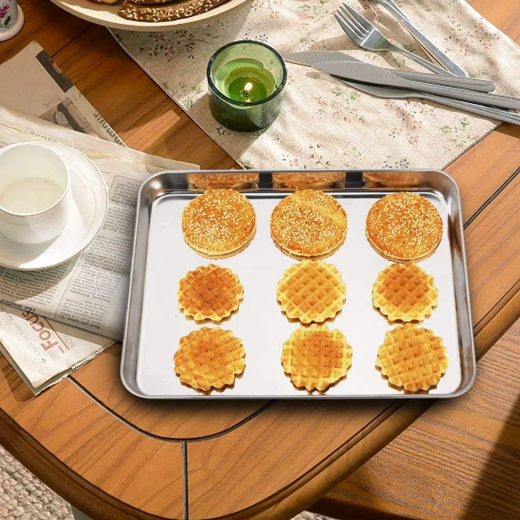 Wildone Baking Sheet Set - Stainless Steel Cookie Pans with Cooling Racks | 2 Pans & 2 Racks, 12 x 10 x 1 Inch, Non-Toxic & Easy to Clean