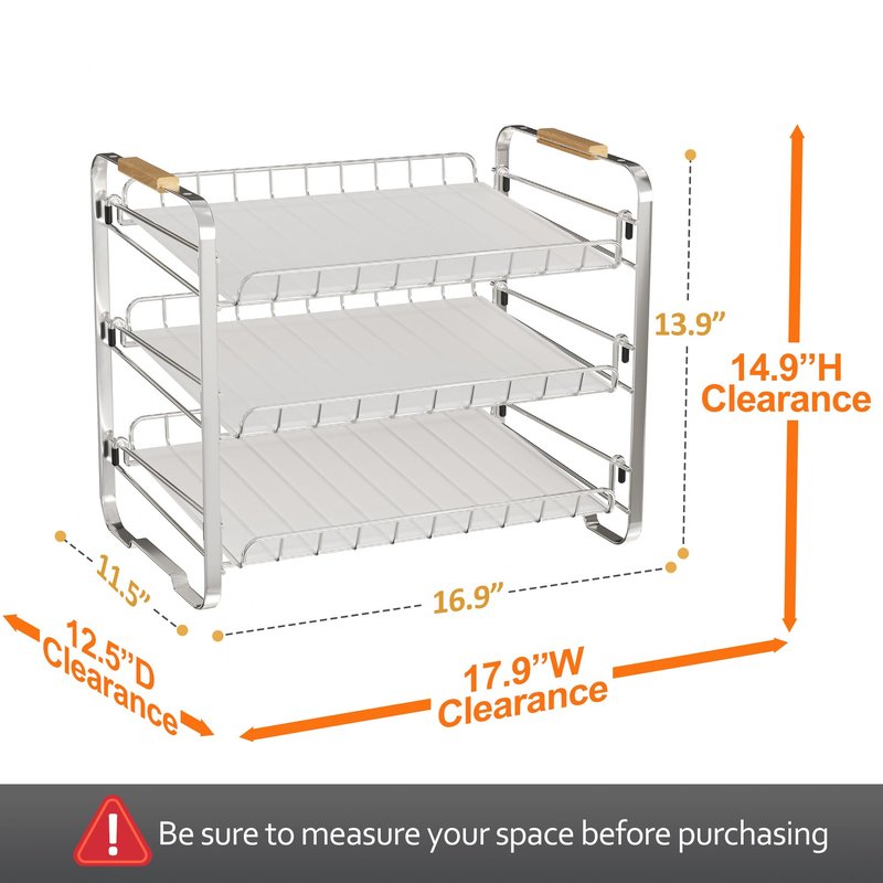 MAXIFFE 3 Tier Can Organizer for Pantry, Space-Saving Adjustable Easy Assembly Metal Sturdy Hold 36 Cans Storage Rack Holder Dispenser for Kitchen Countertop Cabinet RV, for Soda Drinks Fruits, Chrome