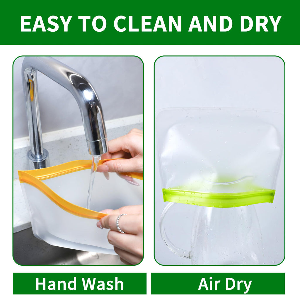 Reusable Freezer Bags 24 Pack Full Sizes Combo: 6 Snack, 6 Sandwich, 6 Quart, 6 Gallon | BPA Free, Dishwasher Safe & Leakproof | For Meal Prep, Lunch, Leftovers, Food Storage & Travel