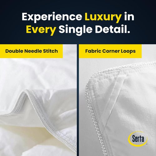 Serta Goose Feathers Down Fiber Comforter Queen Size Duvet Insert,100% Cotton,Hotel Luxury Hypoallergenic Comforter 58oz All Season Medium Warmth 90 x 90 in White