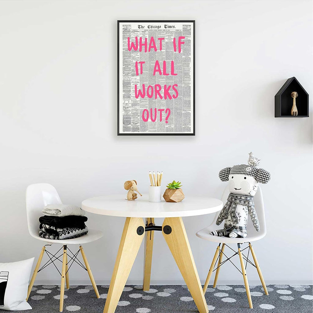 Retro Newspaper Poster - Positive Affirming Quote Canvas Wall Art by What If It All Works Out | 8x12in Framed