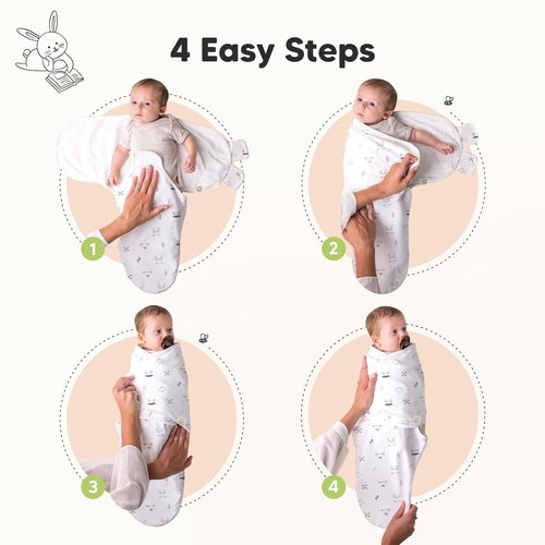 KeaBabies Organic Baby Swaddle Sleep Sacks - Soft & Snug 3-Pack for Newborns 0-3 Months | Nordic Design