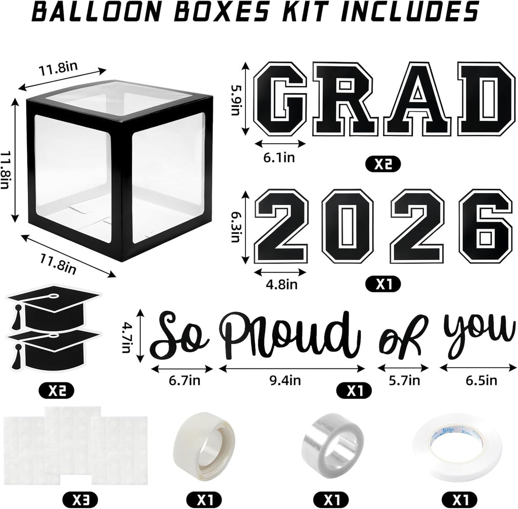 Regine Switzerland Graduation Decorations | 2026 Party Set with 129pcs Balloons & Arch Garland - Black