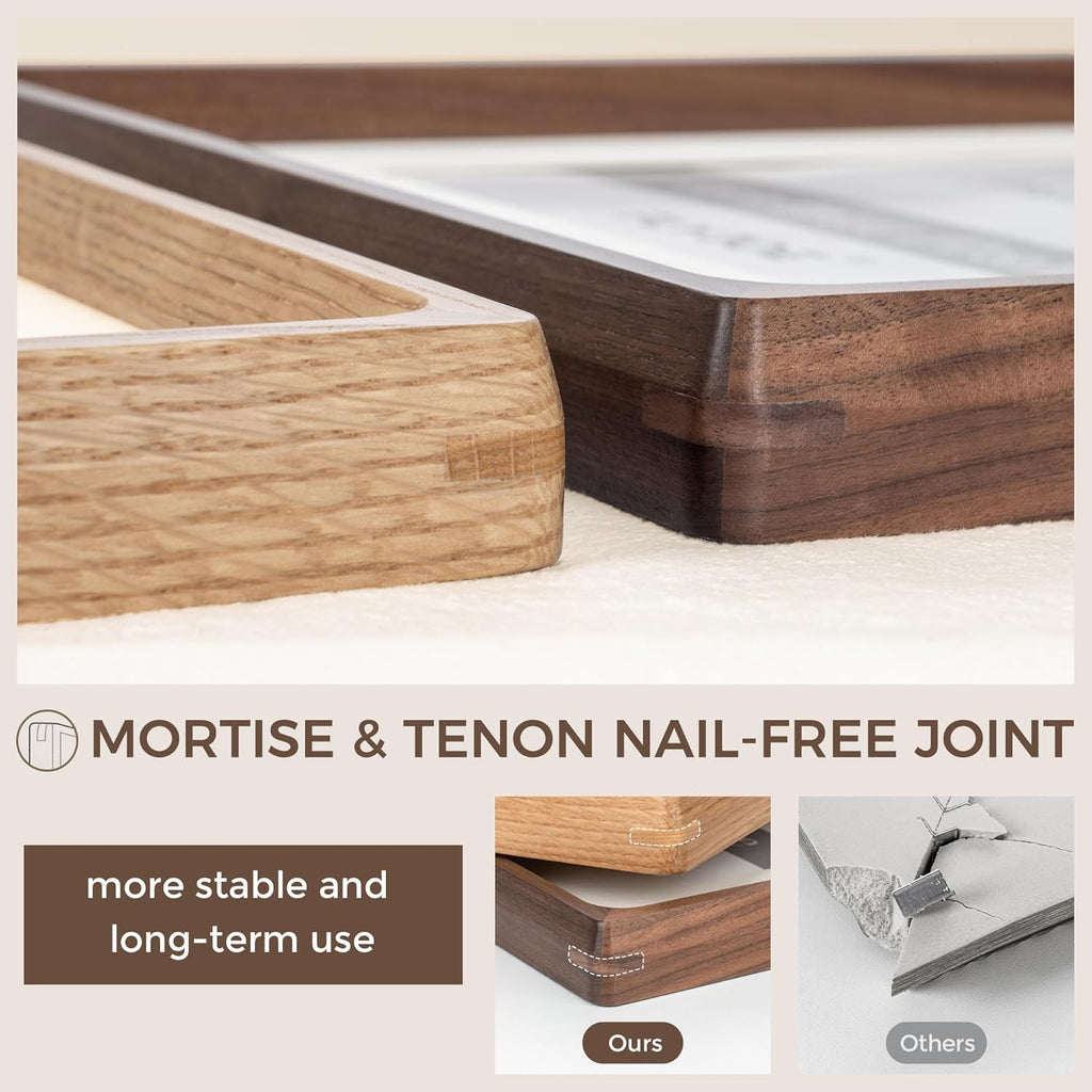 Natural Walnut Wood Picture Frame by USA-Sourced | Handcrafted 11x14 with Tempered Glass for 8x10 Photos