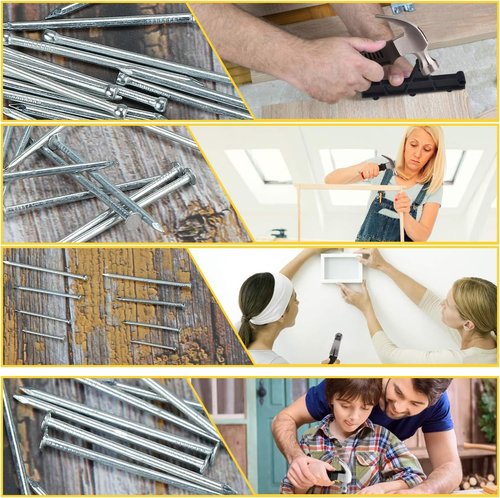 KURUI 700PCs Nail Assortment Kit - 8oz Hammer for Hanging Wall Art & Picture Frames | 350 Roofing & Finishing Nails