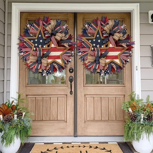 250th Anniversary Patriotic Wreath - 3D Eagle Design for Front Door | All-Weather Red, White, and Blue Decoration