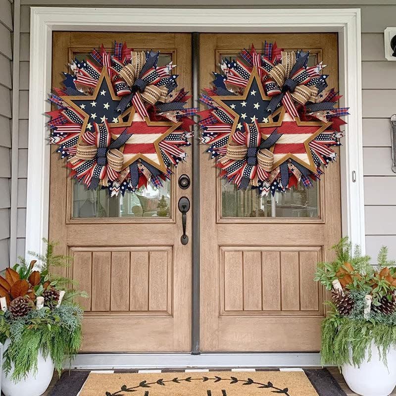 250th Anniversary Patriotic Wreath - 3D Eagle Design for Front Door | All-Weather Red, White & Blue Decoration