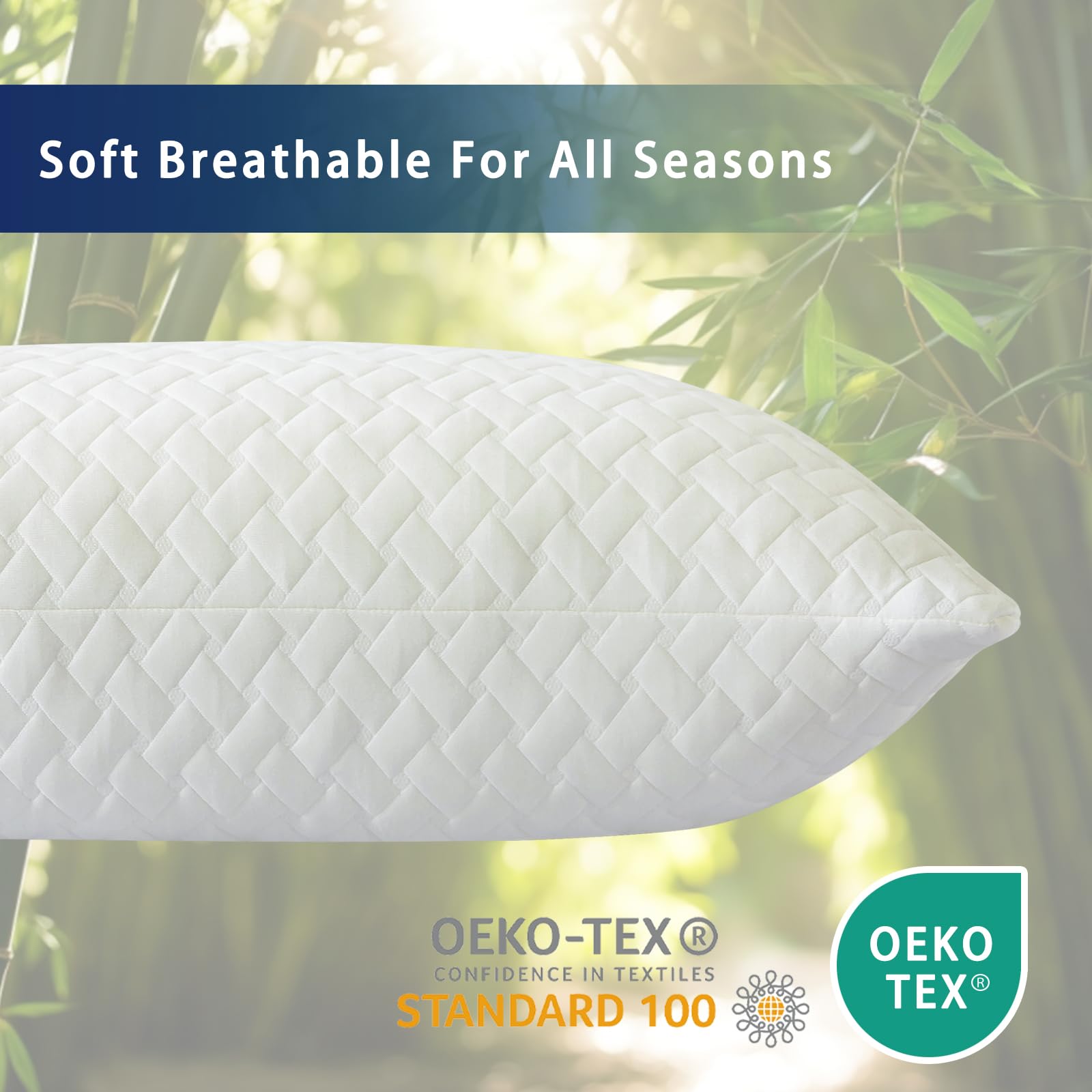 COZYART Shredded Memory Foam Pillows Standard Size 1 Pack, Cooling Breathable Pillowcase, Adjustable Firm Bed Pillows for Side Back Stomach Sleepers