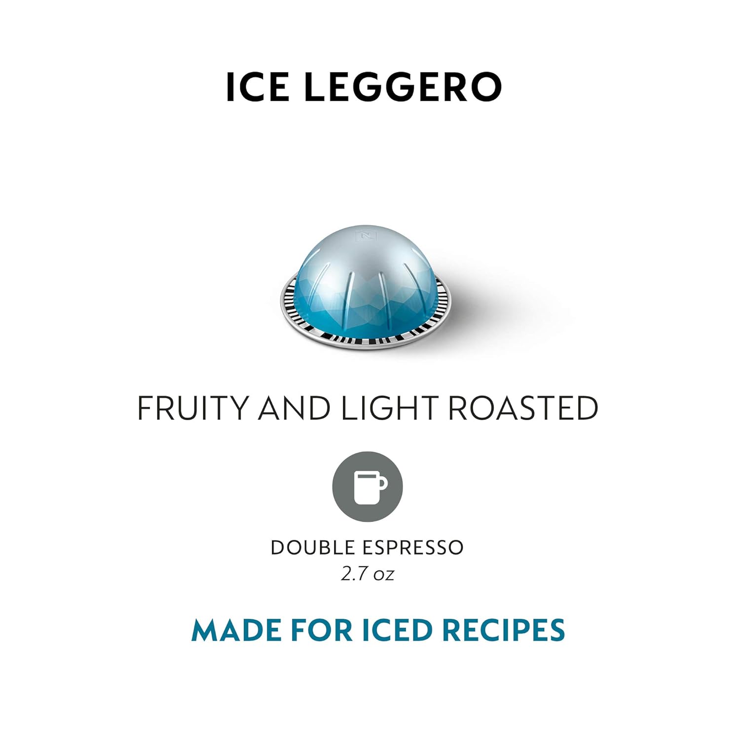 Nespresso Vertuo Double Espresso Coffee Pods - Ice Leggero Flavor | 50-Count, 2.7 oz Brews