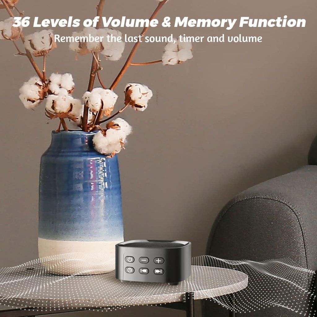 Sleepbox White Noise Sound Machine - 25 Soothing Sounds, 36 Volume Levels, Portable Design for Home & Travel