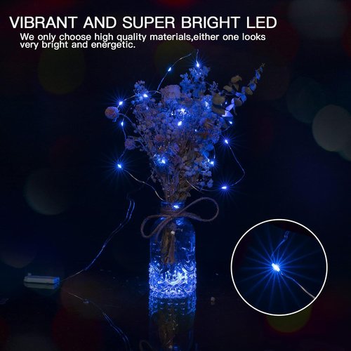 Brightown LED Fairy Lights - 12 Pack Waterproof String Lights | 7 Feet, 20 LED, Blue for Weddings & Parties