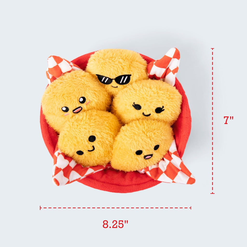 Relatable Emotional Support Chicken Nuggets - Cuddly Plush Toys for All Ages | Set of 5 with Basket