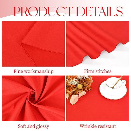 12 Pack Red Round Tablecloth 90 inch Round Table Cloth Polyester Red Tablecloths for Round Tables Waterproof Stain Resistant Washable Round Table Cover in Bulk for Wedding Party Buffet Camping