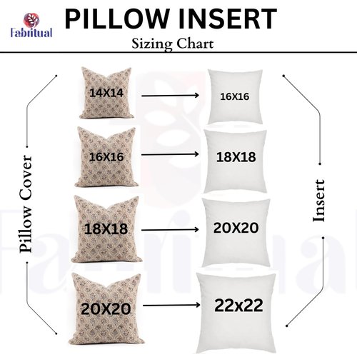 Fabritual Block Print Handmade Thick Linen 22X22 Throw Pillowcase Cushion Cover with Zipper for Sofa, Couch and Bed, Fall Decoration, Farmhouse, Living Room, Home Décor, Kundanvan, Light Brown