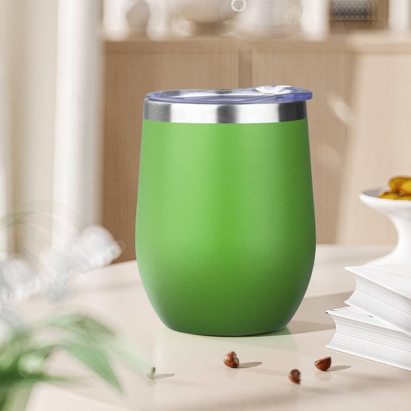 12oz Stemless Wine Tumbler with Lid Double Wall Insulated Wine Cup Stainless Steel Glasses Tumbler with Straw Insulated Cocktail Tumbler Coffee Mug for Hot and Cold Beverages (Multicolor-4, 4 Pack)