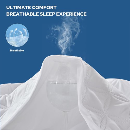 BEDLORE Waterproof Mattress Protector - Soft Noiseless Queen Size Pad with Deep Pocket (White)