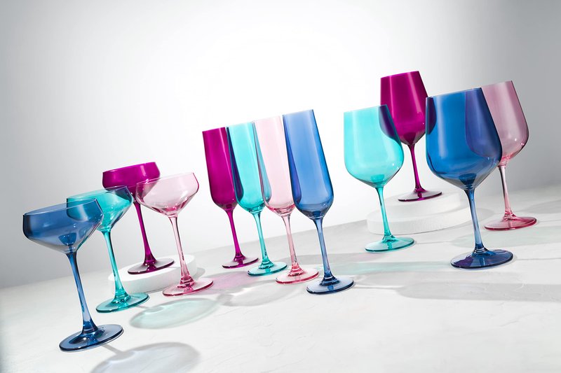 Godinger Champagne Glasses, Stemmed Champagne Flutes, Champagne Glass Set, Blue, 7oz, Set of 4 - Made in Europe