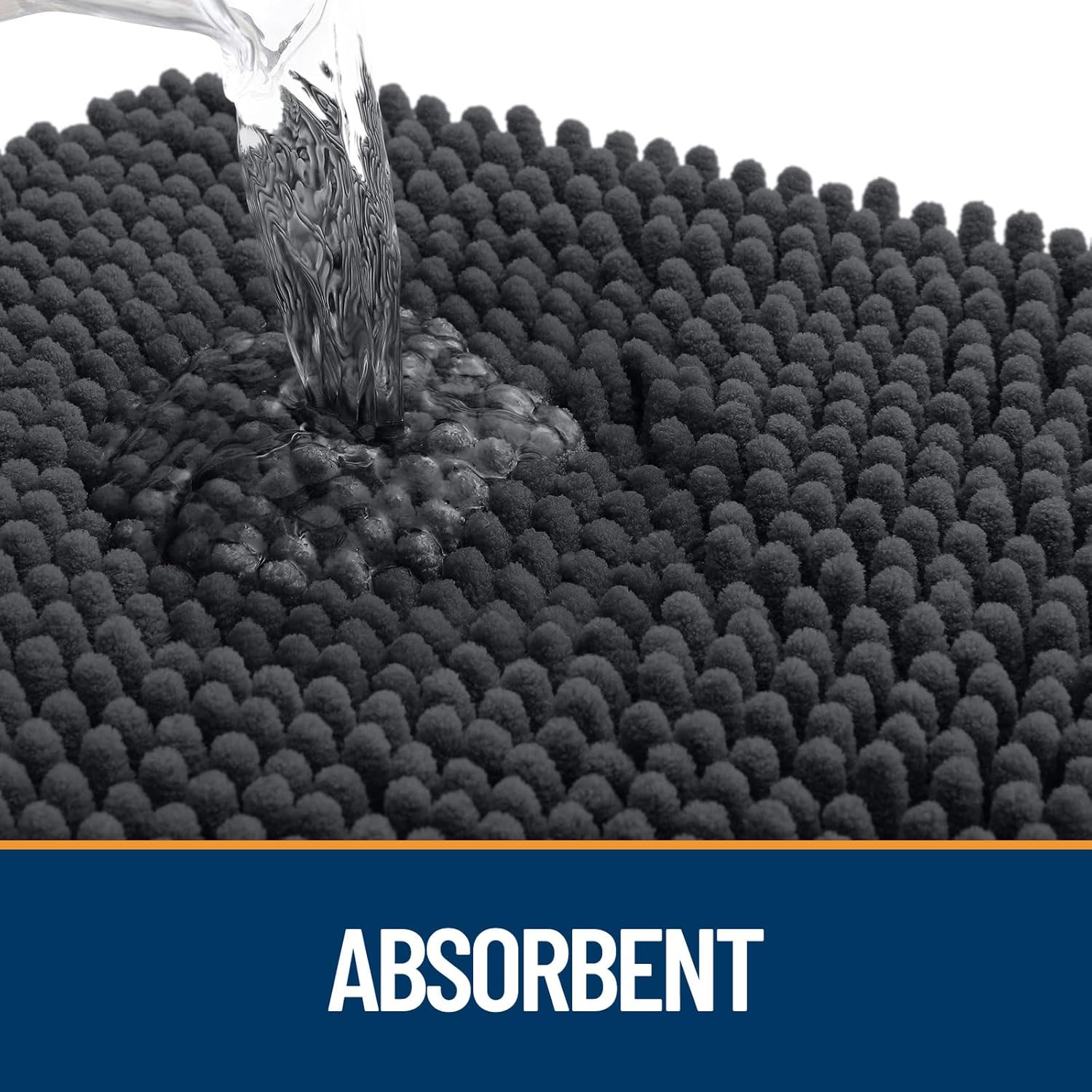 OLANLY Dog Door Mat - Absorbent Non-Slip Chenille Mat for Muddy Paws | 34x21 Inches, Dark Grey