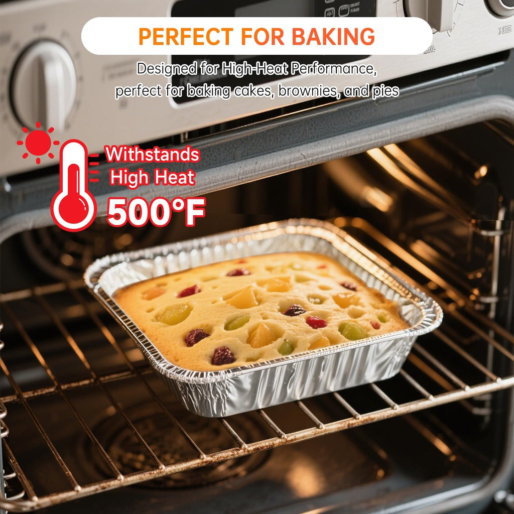 Aluminum Pans 8x8 with Clear Lids - 20 Pack Disposable Baking Trays for Cooking, Heating & Storing