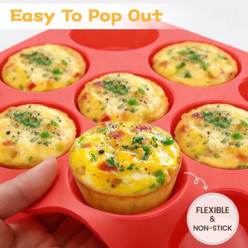 CAKETIME Silicone Muffin Pan - Nonstick 12-Cup Baking Mold for Perfect Cupcakes | Regular Size