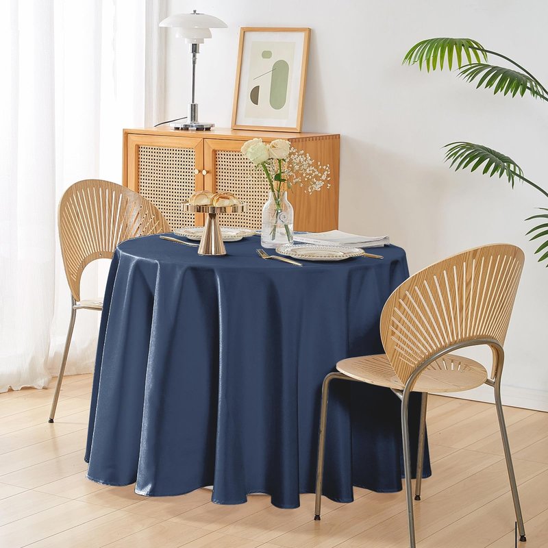 Easy-Going 6 Pack White Tablecloths 120 Inch-Round for 8 Ft Round Table, Washable Polyester Waterproof Stain Resistant Table Cloth, Decorative Table Cover for Kitchen, Dining Tables, Events