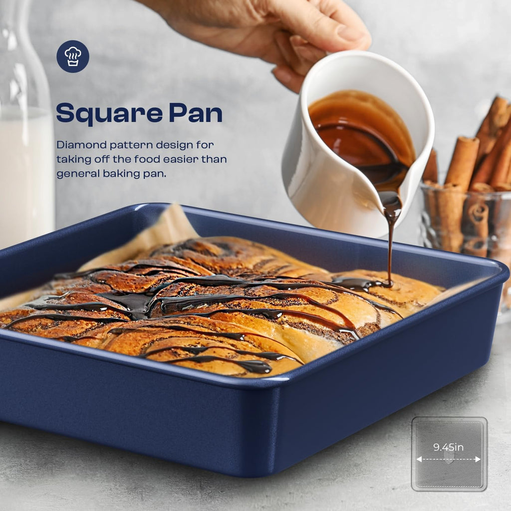Skiennix 8-Piece Baking Pans Set - Nonstick Bakeware for Oven | Ceramic Coated Blue