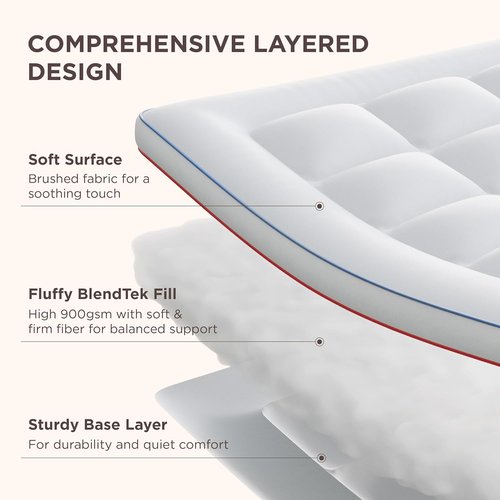 Bedsure Queen Mattress Topper - Extra Thick Pillow Top Pad for Back Pain Relief | Fits Deep Pocket Up to 21 Inches, White