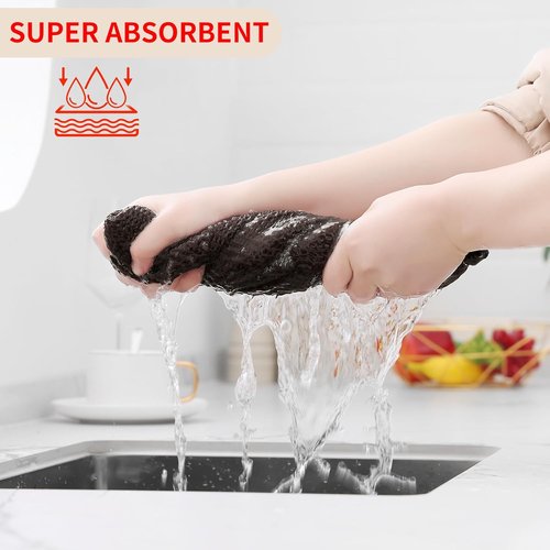 Homaxy 100% Cotton Waffle Weave Dish Towels - Ultra Soft & Absorbent, Quick Drying, 13x28 Inches, 8-Pack | Dark Brown