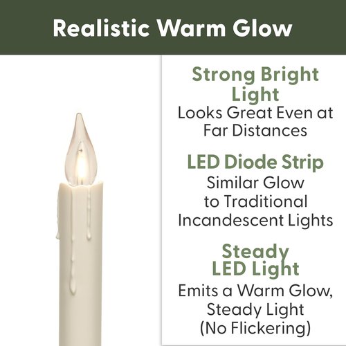 612 Vermont Vintage LED Window Candles - Battery Operated with Timer & Warm White Glow | Pack of 4