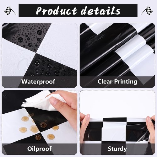 Kesfey 8 Packs Racing Car Plastic Tablecloths 54 x 108 Inch Race Car Birthday Party Supplies Race Track Table Cloth Racing Decoration Road Black Checkered Flag Tablecover for Monster Jam Boy Car Theme