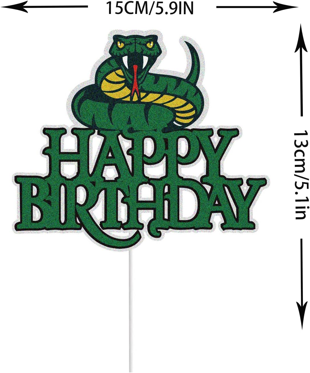 Snake Happy Birthday Cake Topper - Green Glitter Jungle Animal Theme | Perfect Decoration for Kids