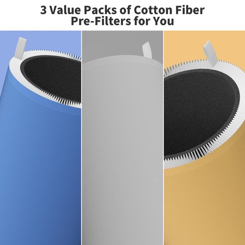 XBWW 4 Packs 411 Replacement Filter Compatible with Blue Pure 411, 411+, 411 Auto & Mini with 6pcs Outer Cloth Pre-Filter Cover