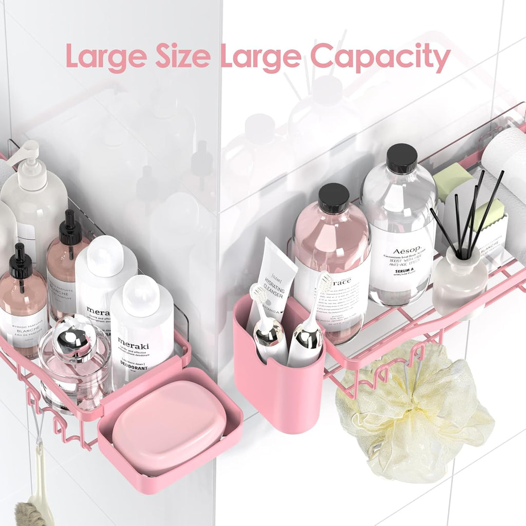 NESOMI Shower Caddy - Rustproof Stainless Steel Organizer with Large Capacity | 8-Pack No-Drill Storage Accessories