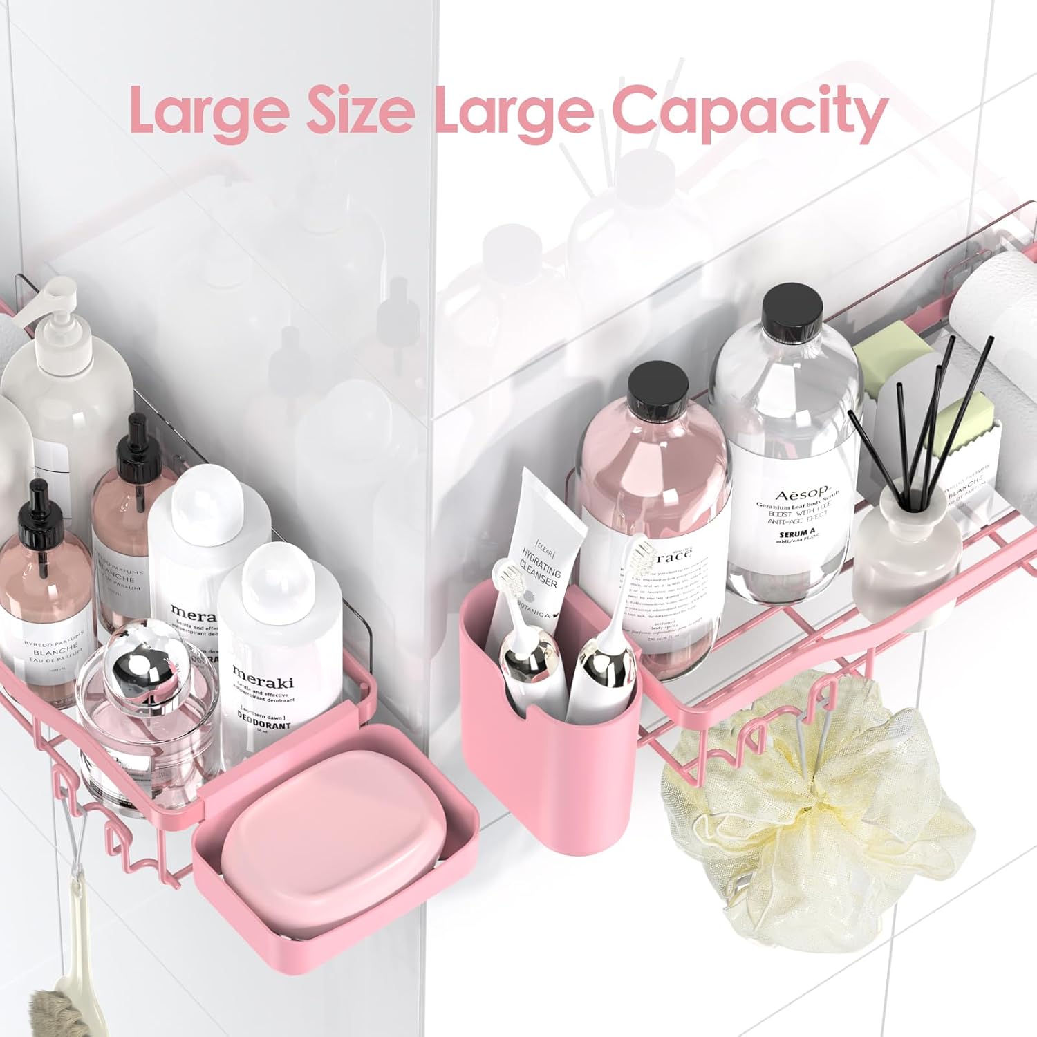 NESOMI Shower Caddy - Rustproof Stainless Steel Organizer with Large Capacity | 8-Pack No-Drill Storage Accessories