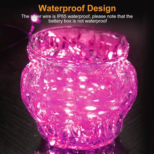 BTFarm Pink Fairy Lights - 6 Pack Battery Operated Twinkle String Lights | 7ft, 20 LED, Waterproof for Weddings & Decor