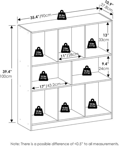 Furinno DALY Bookshelf - 8-Cube Horizontal Storage Organizer | Stylish White Bookcase for Home & Office