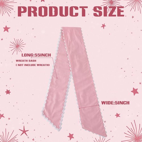 DYSHAYEN Wreath Sash - Canvas RIC Rac Trim for Front Door | Indoor & Outdoor Bridal Shower Decor (Pink-White)