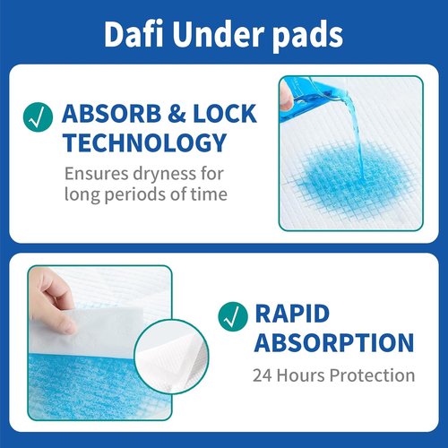DAFI Extra Large Disposable Bed Pads - Super Absorbent Underpads with Odor Control | 30”x36” (50 Count)