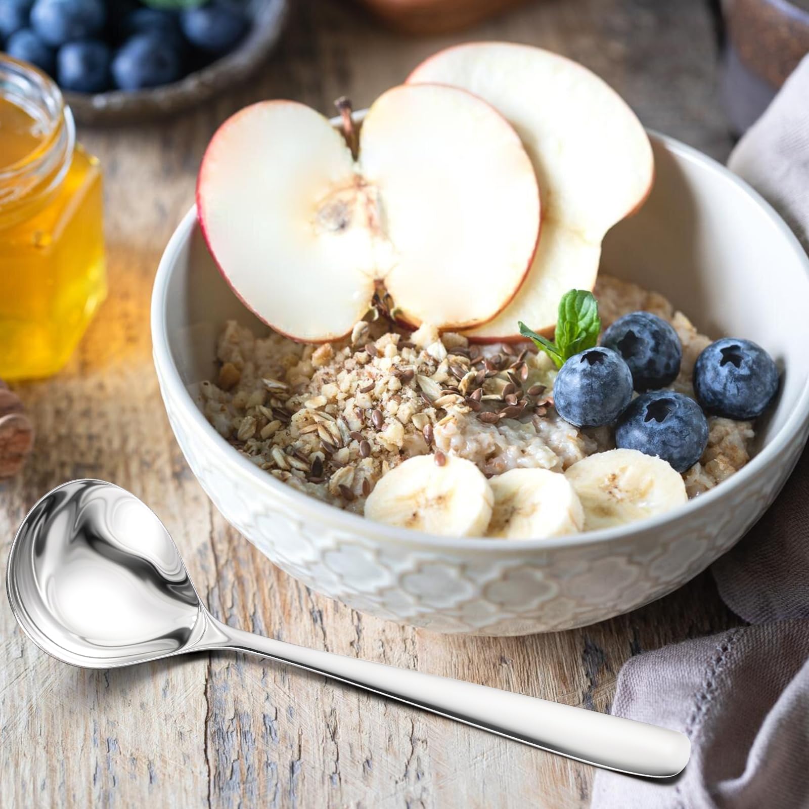 6 Pcs Small Sauce Ladle, 8.2 Inch Stainless Steel Small Serving Ladle Gravy Soup Spoon Ladles (Silver)