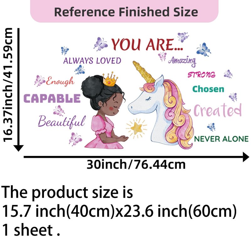 Suplanet Unicorn Wall Decals for Girls Bedroom, Black Girl Wall Stickers, Toddler Black Girl Room Decor, Unicorn Wall Stickers for Girls Room
