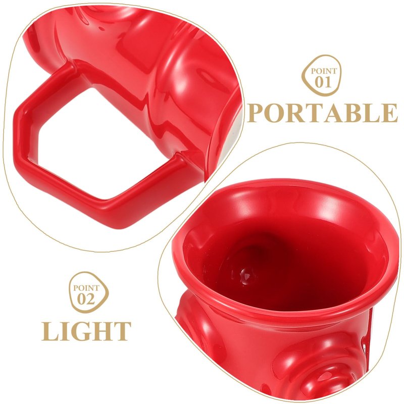 Alipis Fire Hydrant Mug Ceramic Tea Cup with Handle 6.88X5.11X3.54In Unique Red Water Coffee Drinkware for Home Office Party