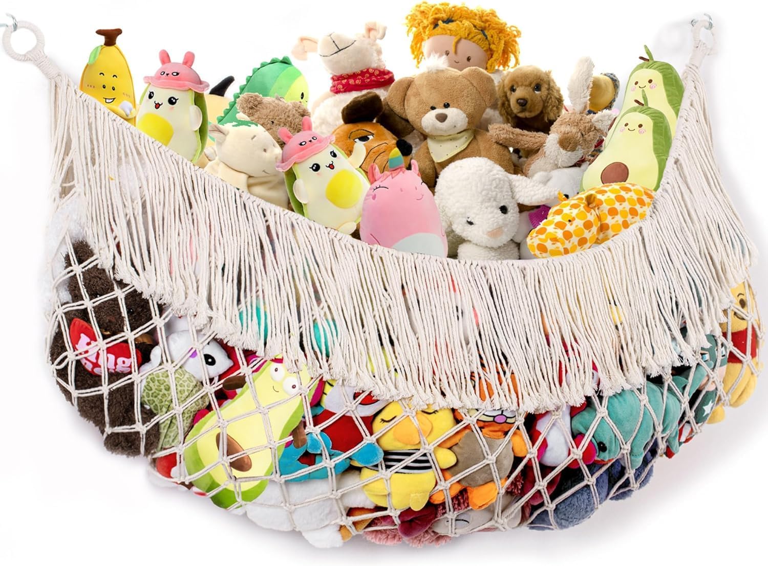 Skiennix Stuffed Animal Hammock - Extra Large 56'' Long Storage Solution | Cream White Hanging Organizer