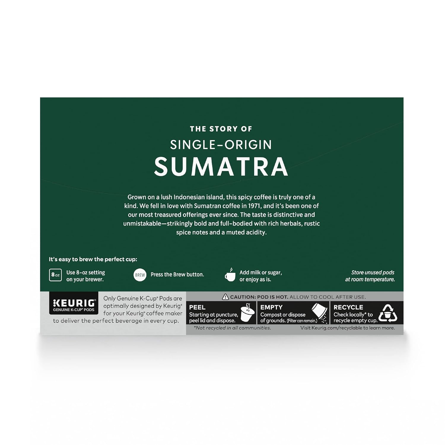 Starbucks K-Cup Coffee Pods - Dark Roast Sumatra Blend for Keurig Brewers | 100% Arabica, 60 Pods Total