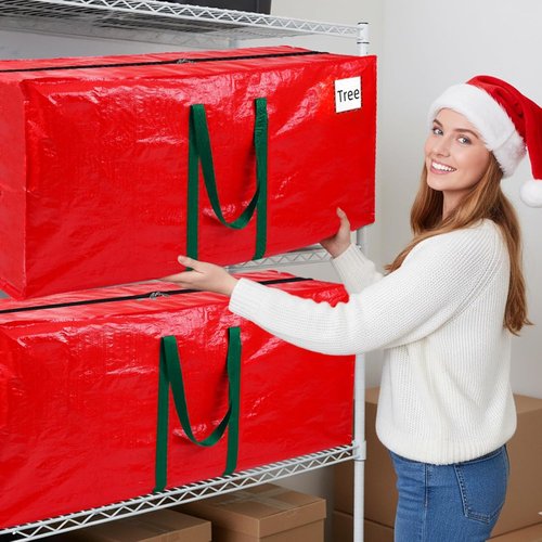 EverMerry Christmas Tree Storage Bag - Heavy Duty Waterproof Bag for 7.5 Ft Artificial Trees | Red