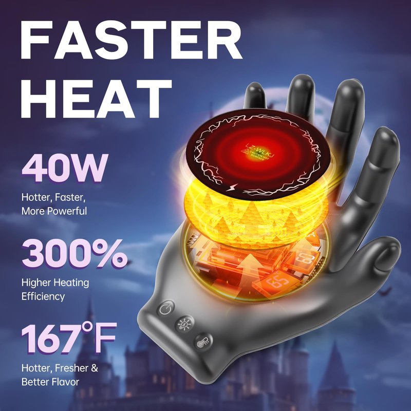 Devil's Hand Heating Mug Warmer & Mug Set - 3 Temp Settings & 8H Timer, Coffee Cup Warmer Plate for Desk Auto Shut Off, Ideal Beverage Warmer Gift for Coffee, Tea, Milk (Black)