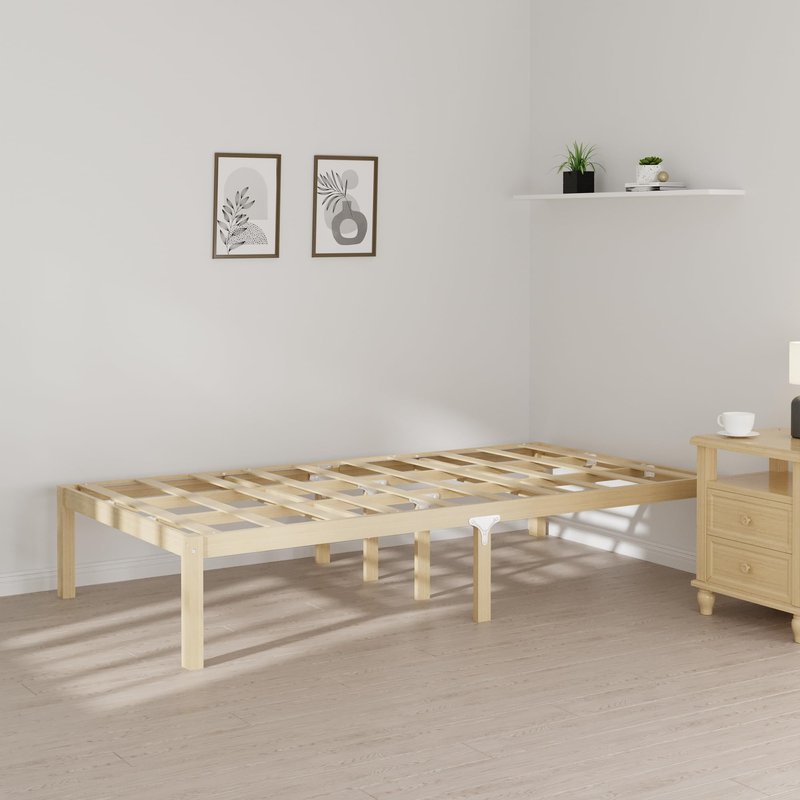 BambooSync 14 Inch Bamboo Bed Frame – Solid Wood Platform Bed Frame, Strong and Stable, with Non-Slip Slats for Support, No Box Spring Needed, Easy to Assemble, Noise-Free (Natural, Twin)