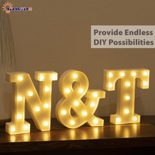 HXWEIYE LED Marquee Letters - Light Up Alphabet & Number Sign for Parties | Warm White Battery-Powered Decor