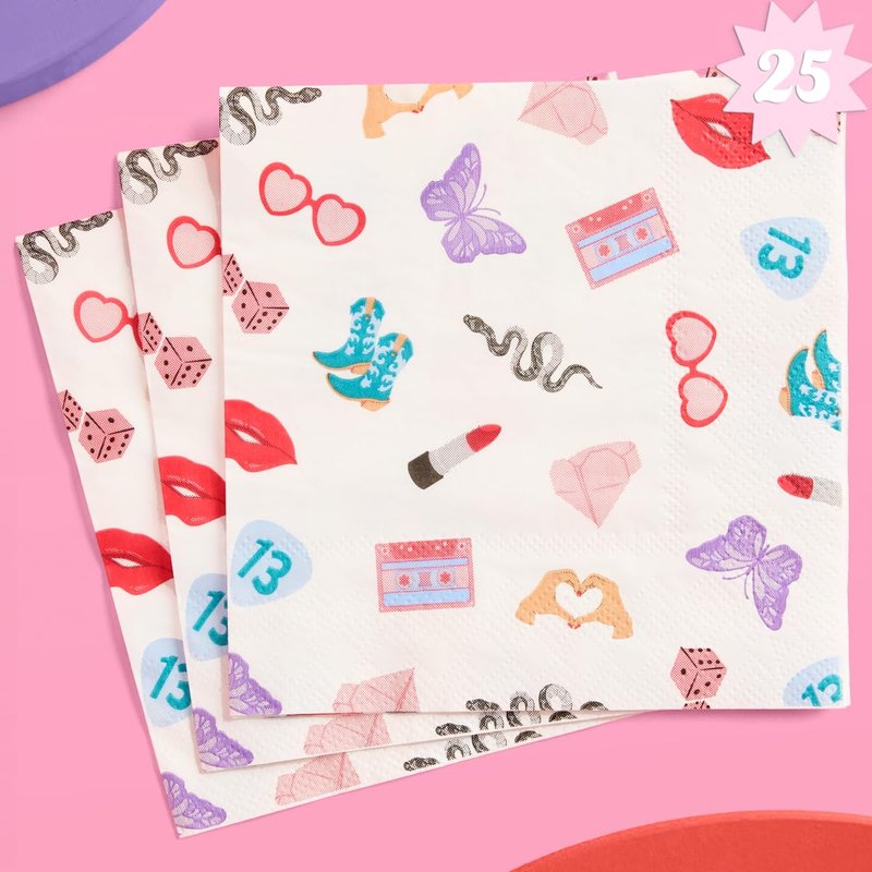 xo, Fetti Party Icon Paper Napkins | 3-ply 25 pcs | Concert Party Tableware, Bachelorette Decorations, Birthday Tablescape, Bridesmaid Dinner Supplies, Pop Singer