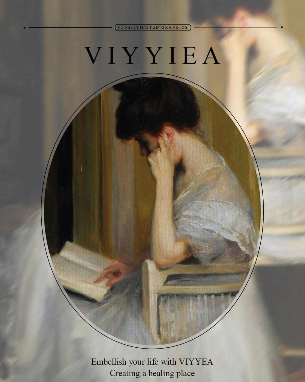 VIYYIEA Gold Framed Wall Art | Elegant Canvas Print Home Decor | White, 11x14 Inches