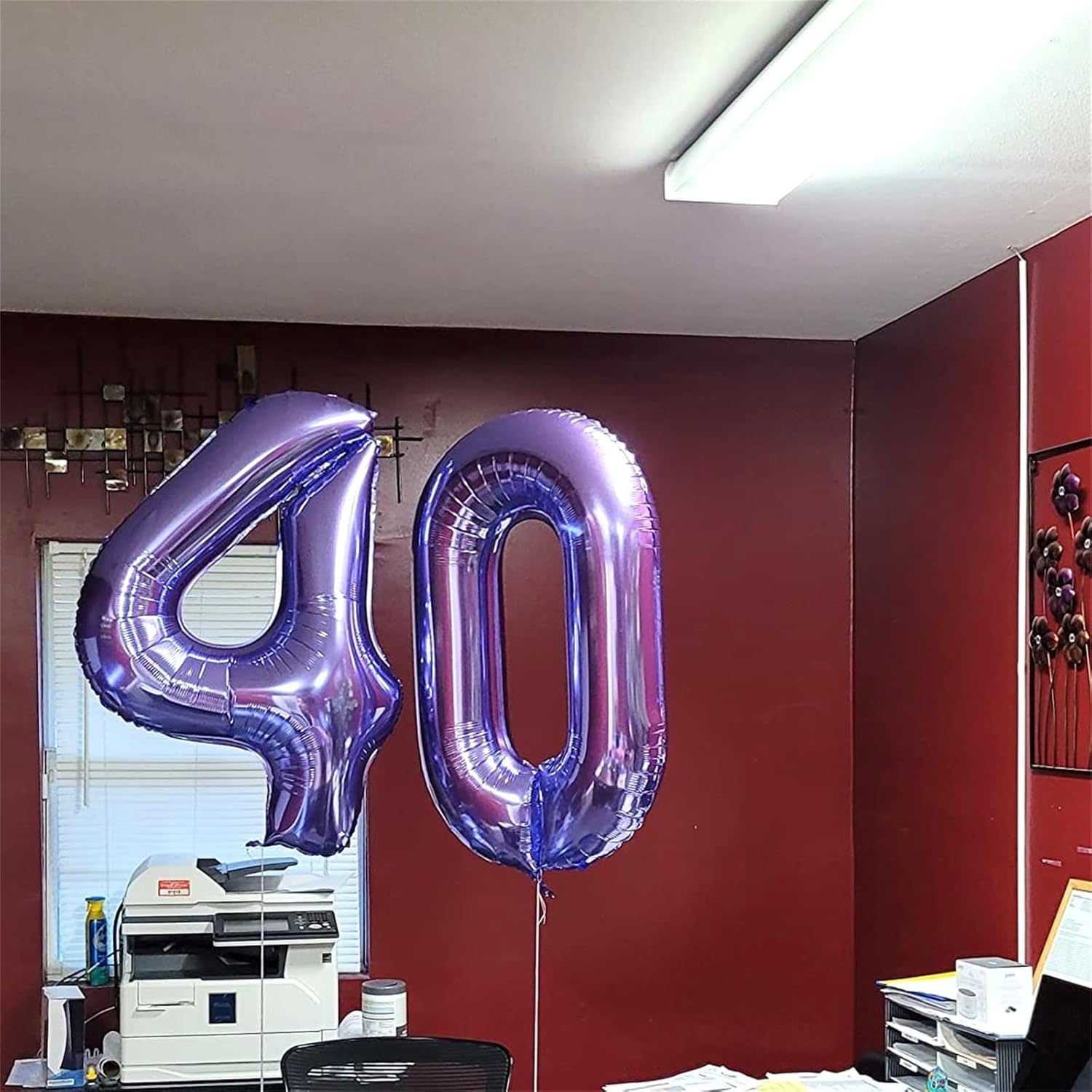 Purple Number 40 Birthday Balloons - 40 Inch Large Mylar Foil 4 & 0 Balloons for 40th Anniversary Party